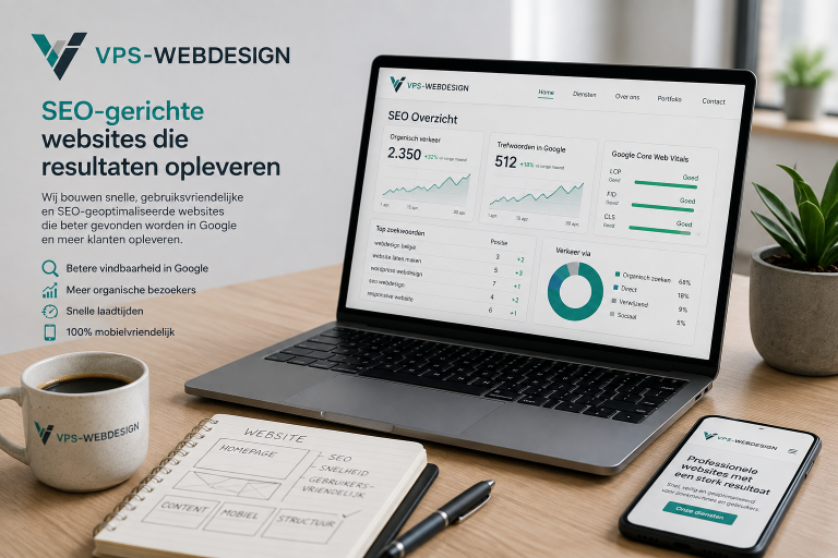 SEO-geoptimaliseerde WordPress website van VPS Webdesign met Google prestaties en mobielvriendelijk ontwerp